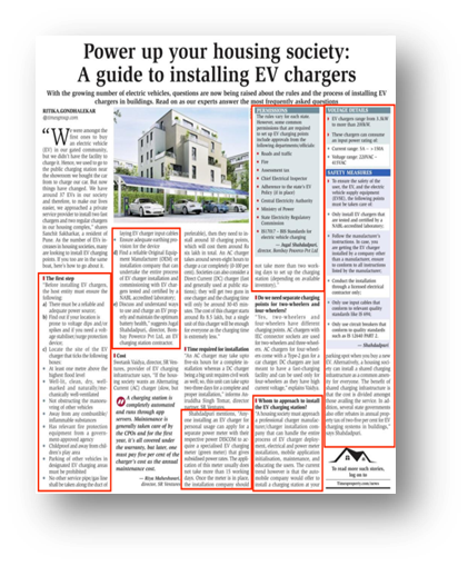 Times Property article about EV charging in housing societies